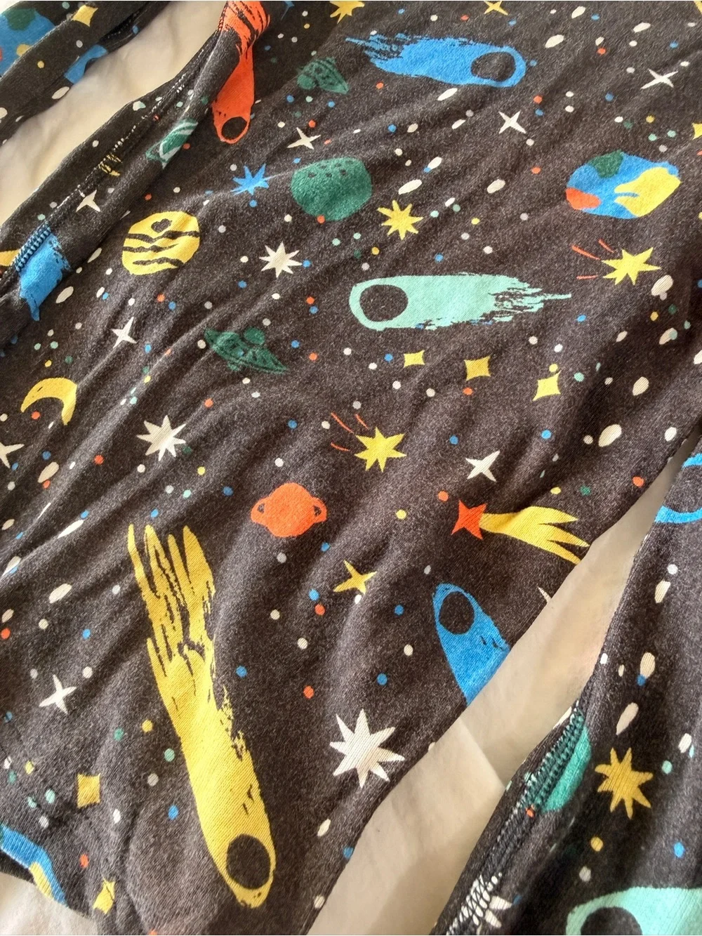 Hanna Andersson Black Space Rocket Pajama Set with Multicolor Planets